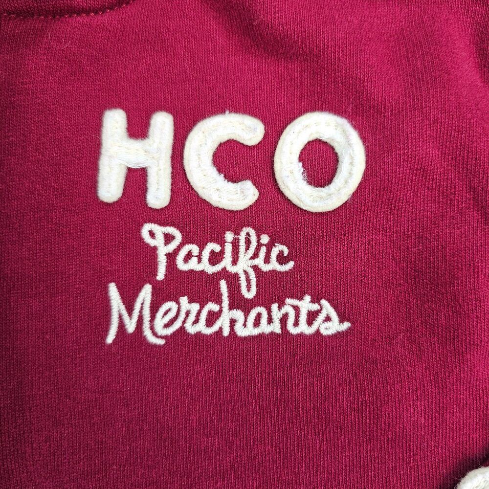 Hollister HCO Pacific Merchants Hoodie Women M Burgundy Y2K Full Zip Logo - Picture 7 of 14
